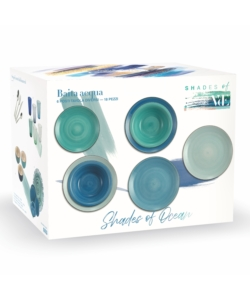 SERVIZIO PIATTI "BAITA ACUQA " IN GRESS SFUMATURE DI BLU, 6 PEZZI